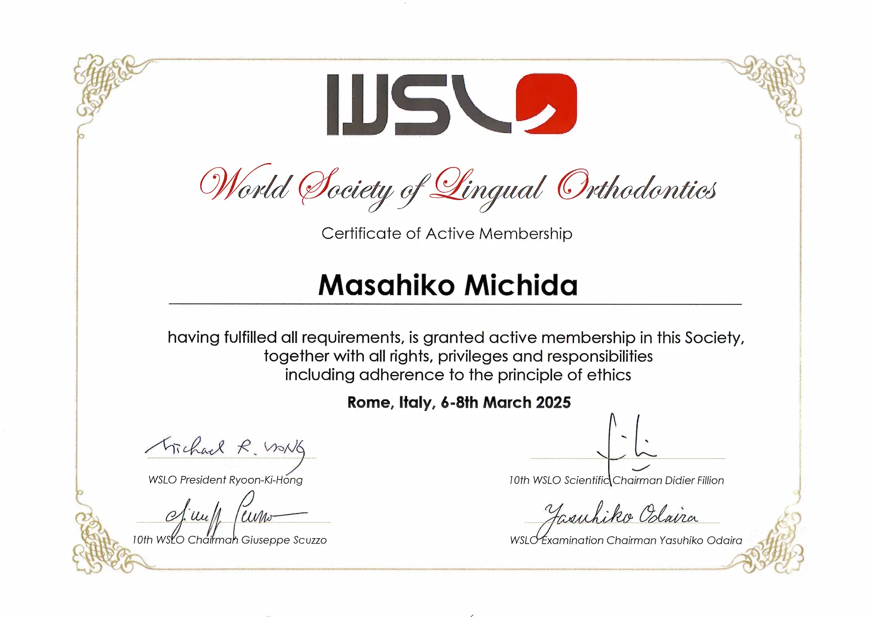 世界舌側矯正歯科学会 WSLO
